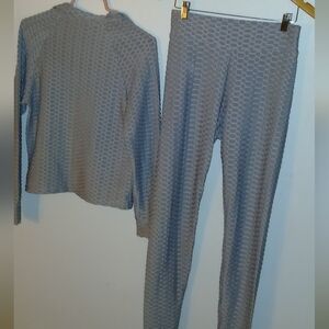 Gray Textured Jacket and Leggings Set